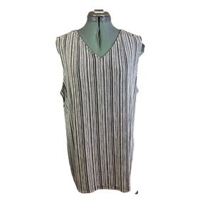 Chicos Sz 3 Travelers Convertible Striped Tank Top Blouse Black White Sz L 16/18